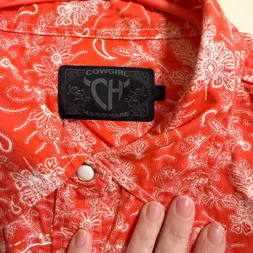 Women’s cowgirl hardware western long sleeve Shirt pearl snap XL
